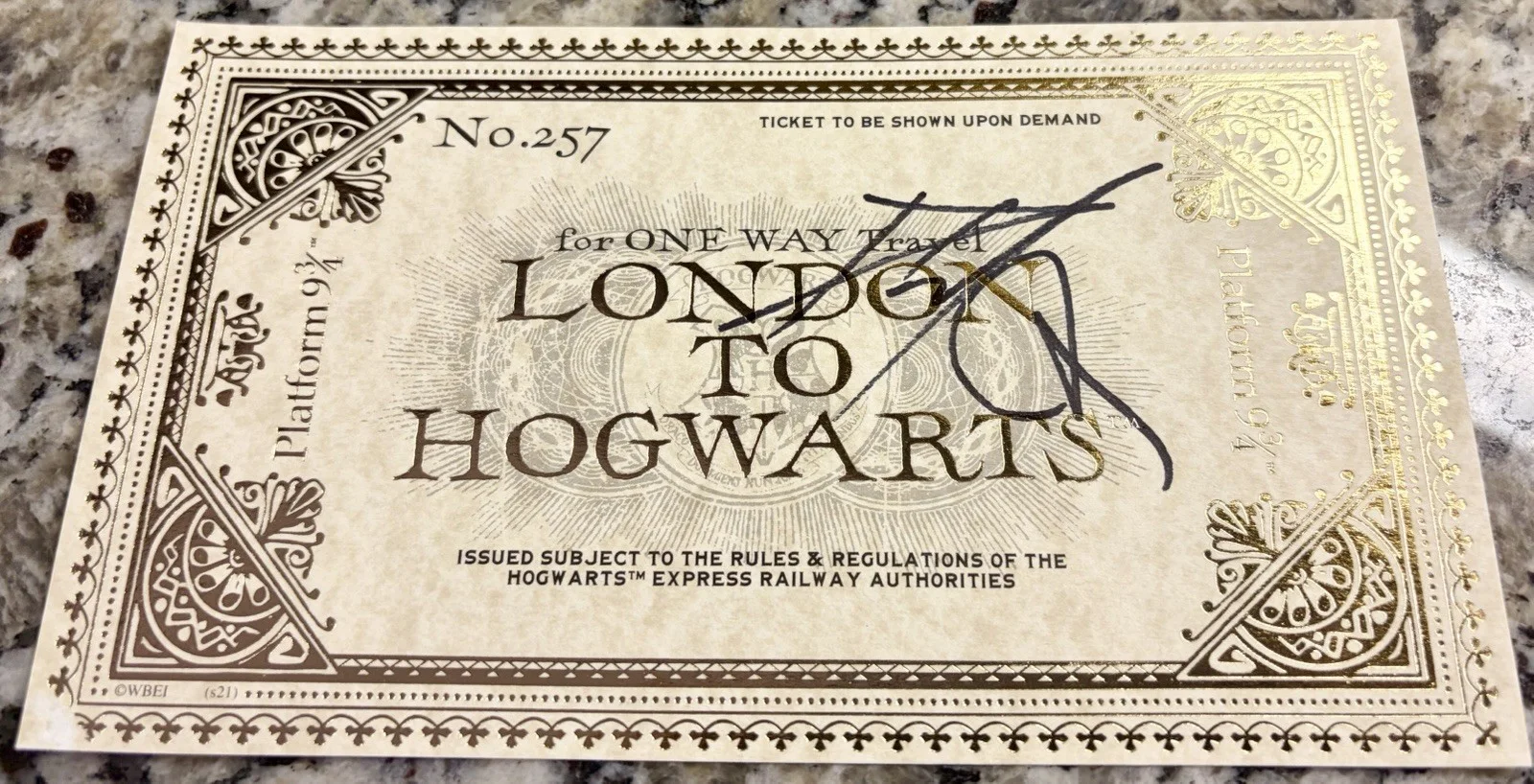 Daniel Radcliffe — Daniel Radcliffe SIGNED Harry Potter Full Size Hogwarts Train Ticket- JSA COA, image 2