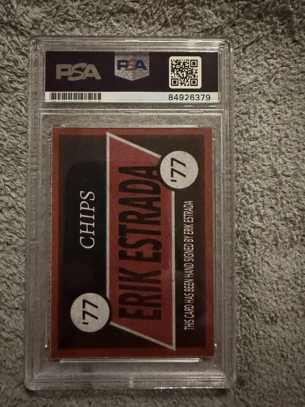 CHIPS Erik Estrada Signed Custom Card as Ponch auto PSA, image 2