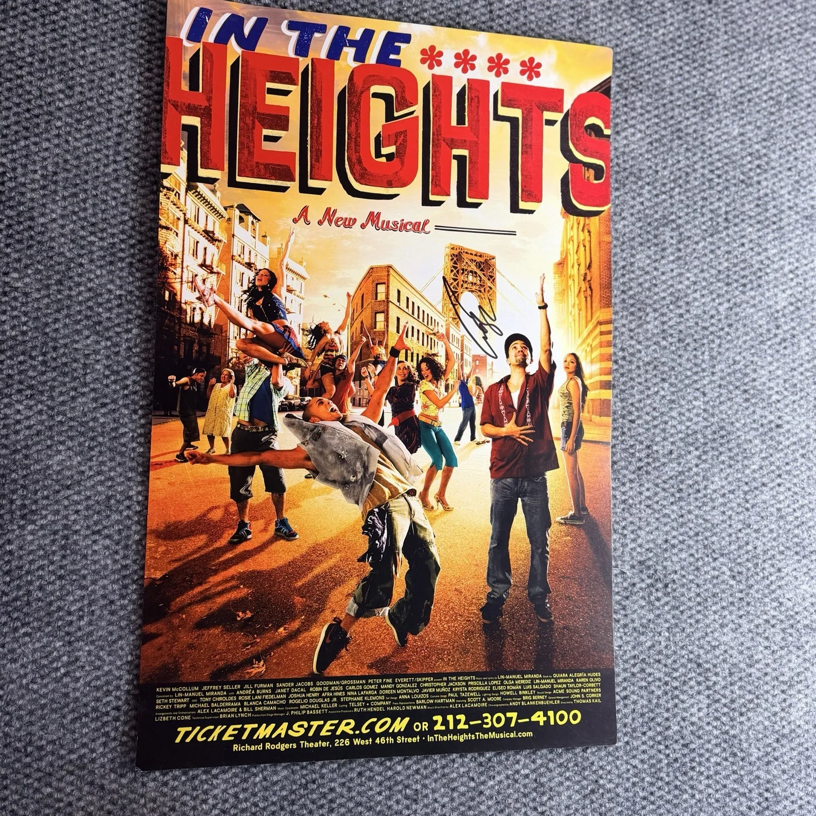 Lin-Manuel Miranda — In the Heights Richard Rodgers Theater 2008 Signed Broadway Poster 22" x 14", изображение 3