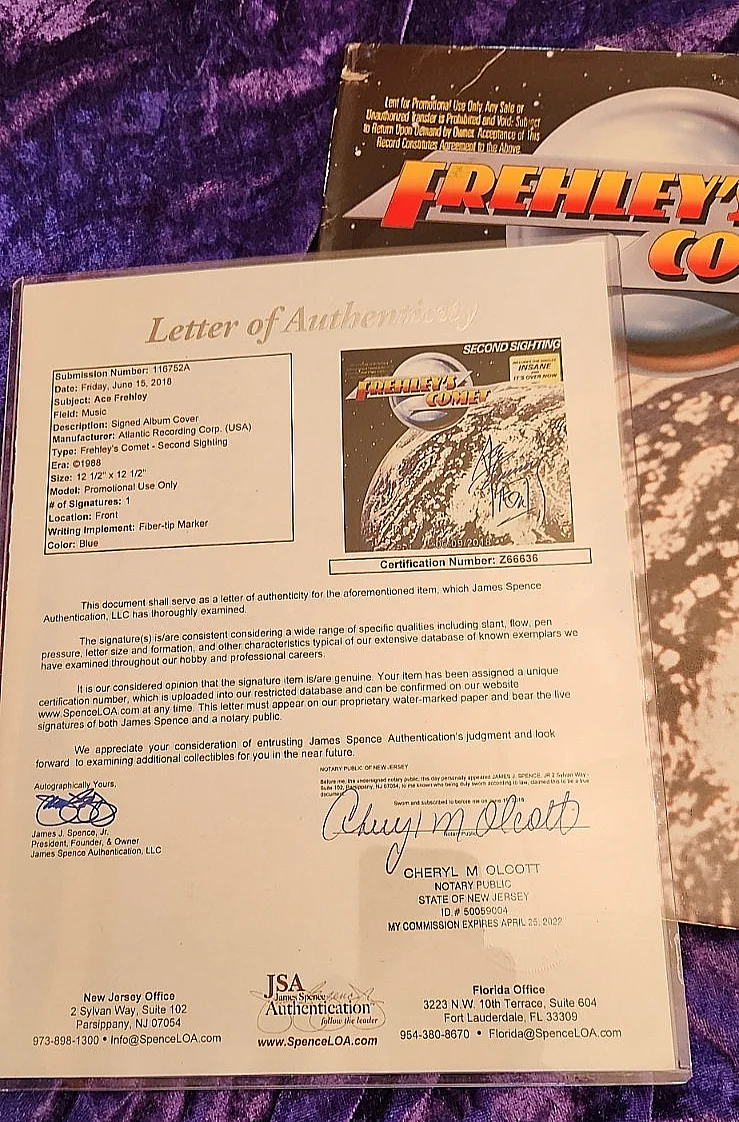 ACE FREHLEY SIGNED PROMO second sighting SIGNED cover JSA LETTER Z66636 OOP, image 4
