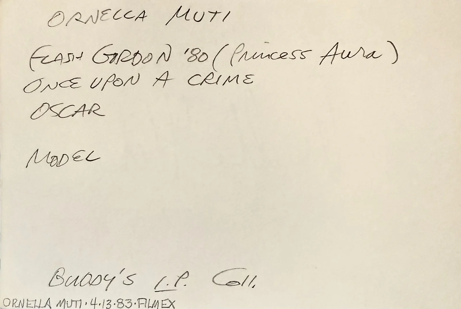 Ornella Muti — ORNELLA MUTI Signed Autographed 4x6 INDEX CARD Flash Gordon The Bishop's Bedroom, изображение 2