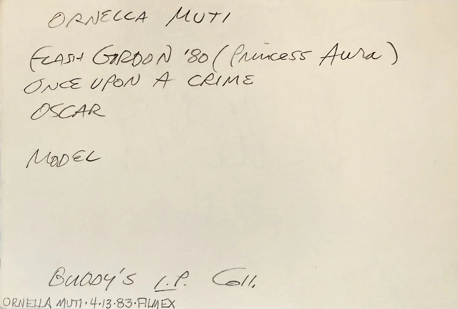 Ornella Muti — ORNELLA MUTI Signed Autographed 4x6 INDEX CARD Flash Gordon The Bishop's Bedroom, изображение 4