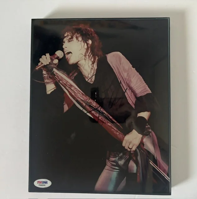 Steven Tyler Aerosmith Autographed 1980s 8 x 10 Framed Photo w/ PSA COA, image 2