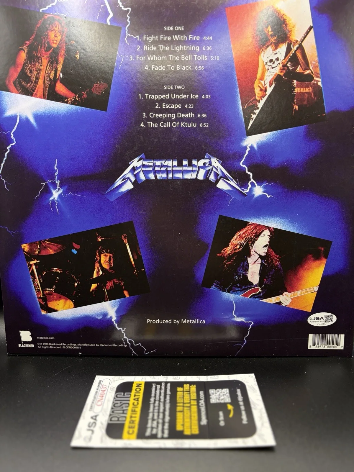Lars Ulrich Signed Metallica Ride The Lightning Vinyl LP Record JSA Coa, image 2