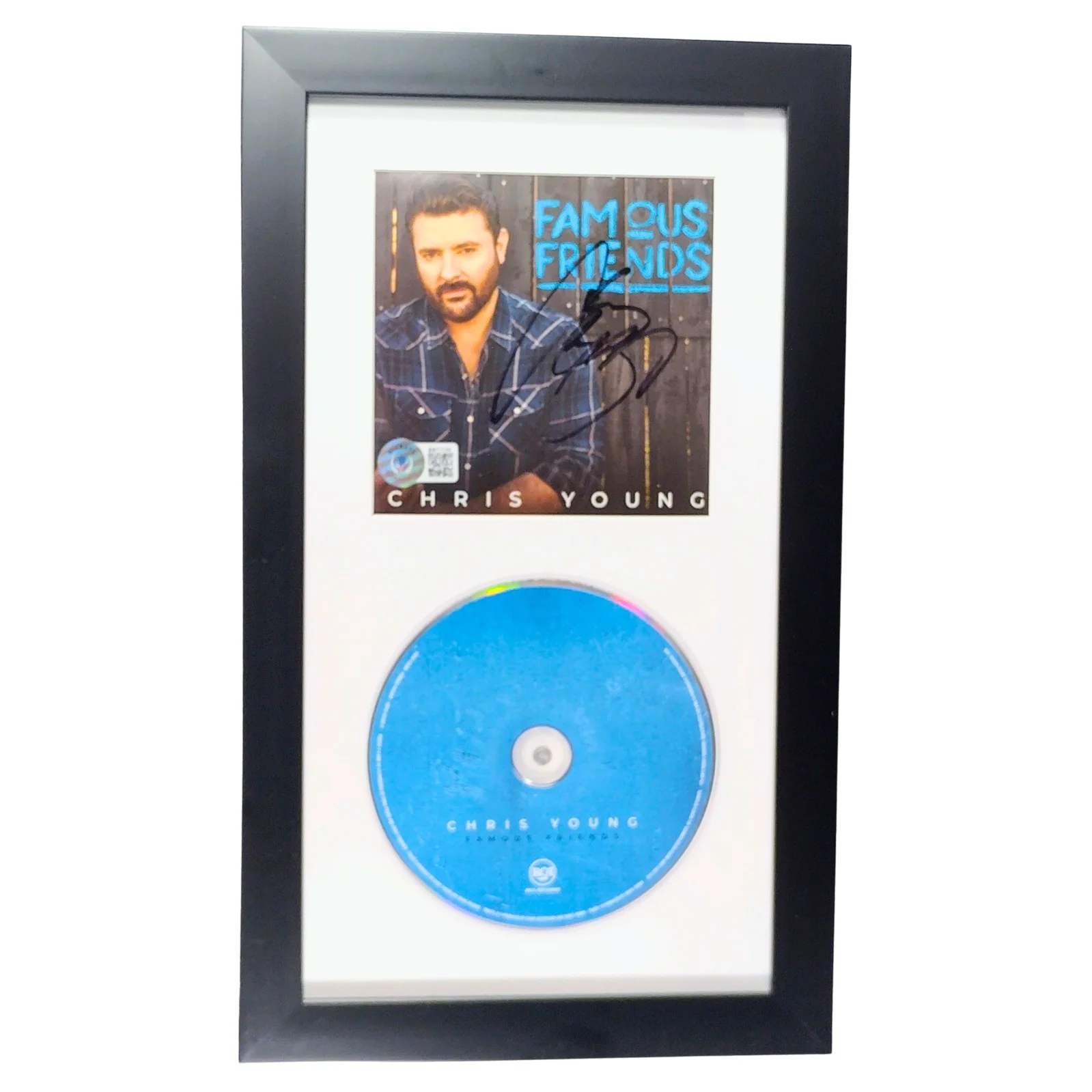 Chris Young — Chris Young Signed Famous Friends CD Album Framed Beckett BAS COA Country Music