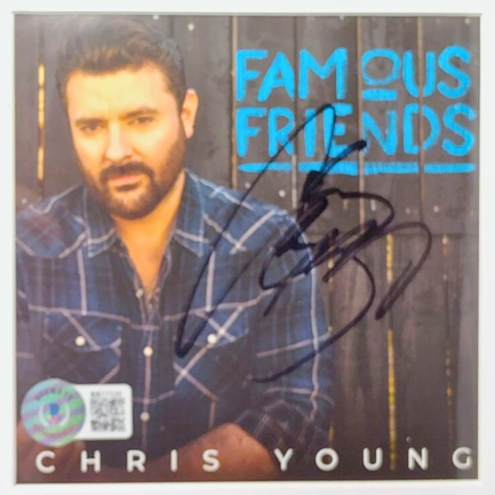 Chris Young — Chris Young Signed Famous Friends CD Album Framed Beckett BAS COA Country Music, изображение 2