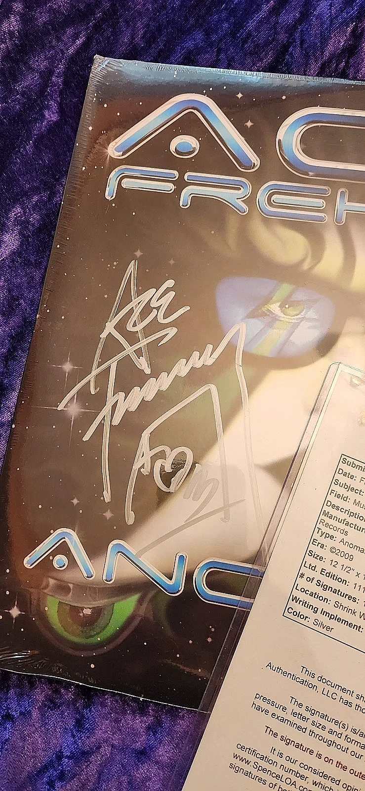 kiss ACE FREHLEY SIGNED anomaly sealed cover JSA LETTER Z66635, image 3