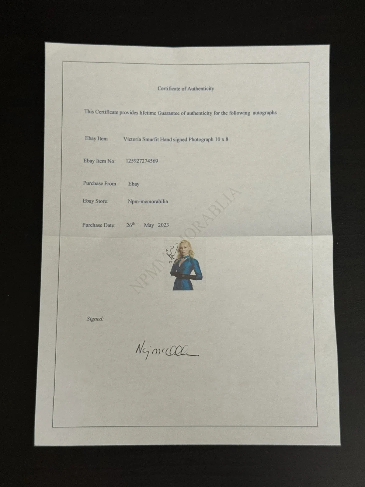 Victoria Smurfit — VICTORIA SMURFIT SIGNED 8 X 10 PHOTO DRACULA, MISSING, BULLETPROOF MONK W/ COA, изображение 2