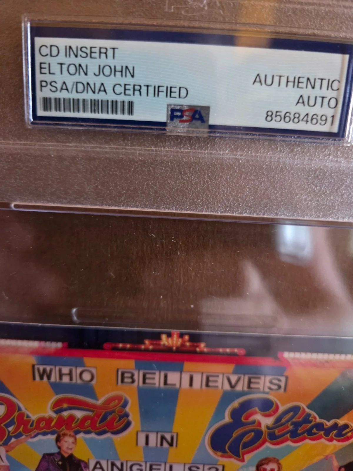 ELTON JOHN Signed PSA/DNA encapsulated "WHO BELIEVES IN AMGELS ? " cd insert, image 2