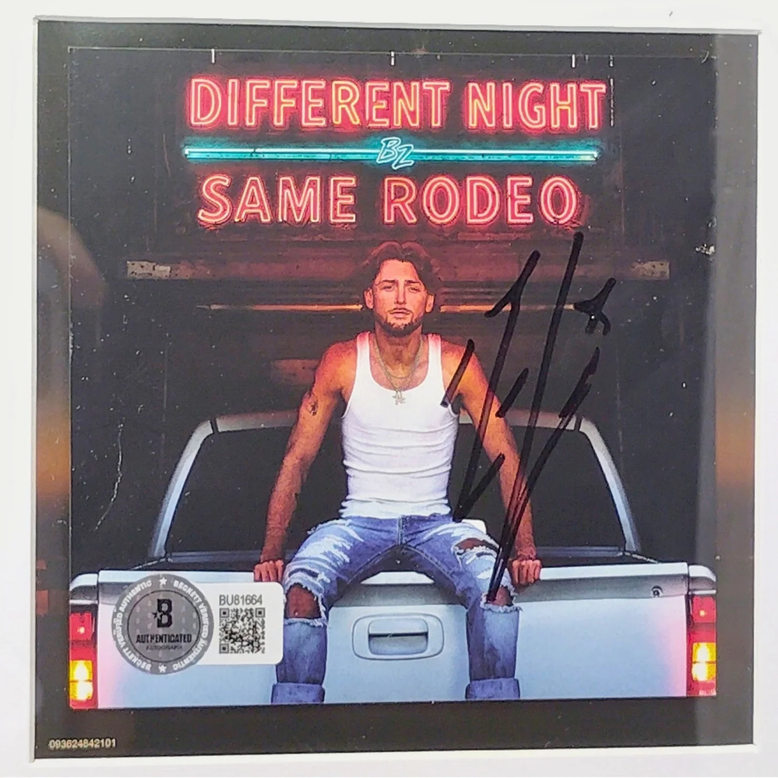 Bailey Zimmerman — Bailey Zimmerman Signed Different Night Same Rodeo CD Album Framed Beckett COA, image 2