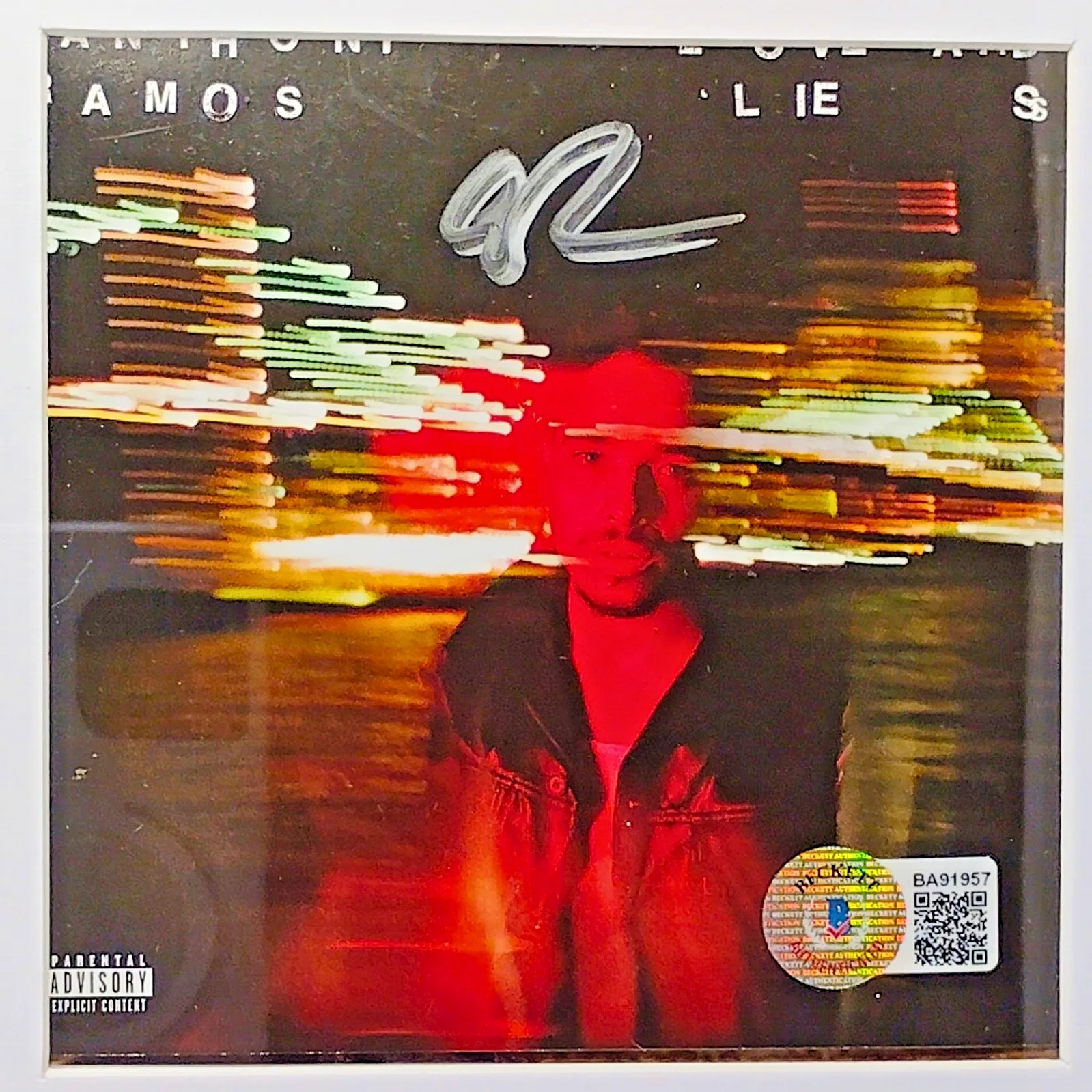 Anthony Ramos — Anthony Ramos Signed Love And Lies CD Cover Framed Hamilton Beckett COA Music, image 3