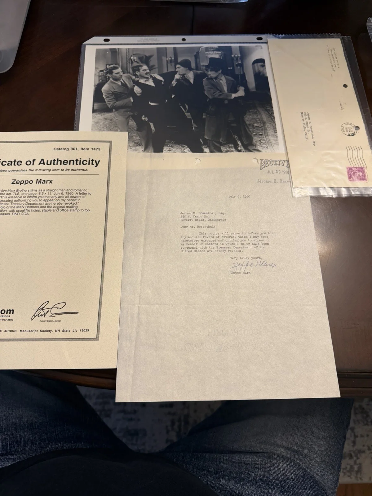 1960 Zeppo Marx TLS Typed Letter Signed Rare With COA Actor, image 2