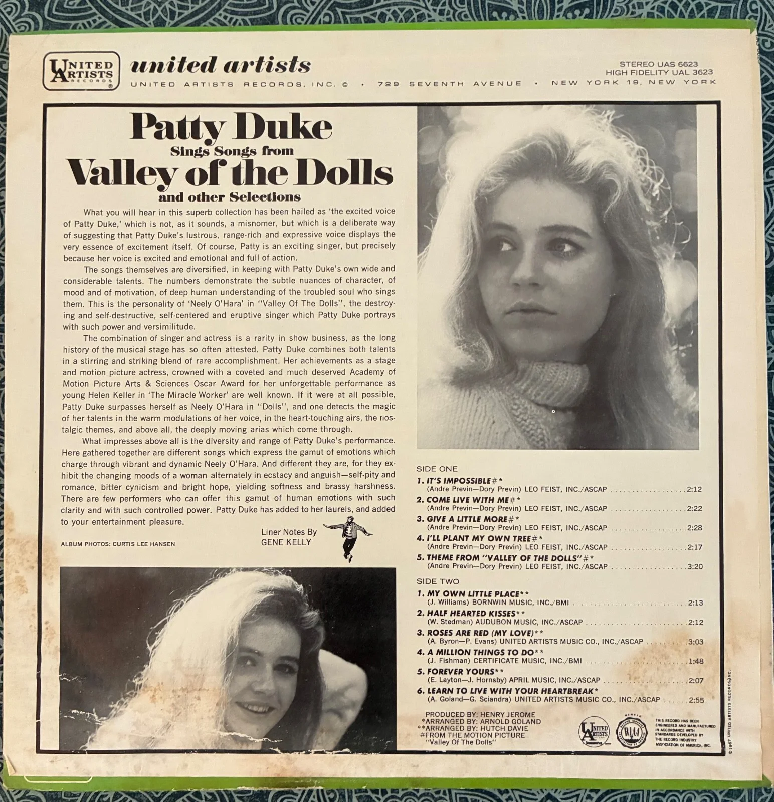 PATTY DUKE Signed Valley of the Dolls Vinyl LP Album Autographed Neely OHara UA, изображение 3