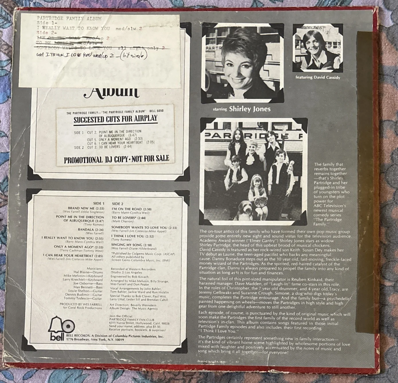 Partridge Family Album White Label Promo Signed By David Cassidy Autograph, изображение 3
