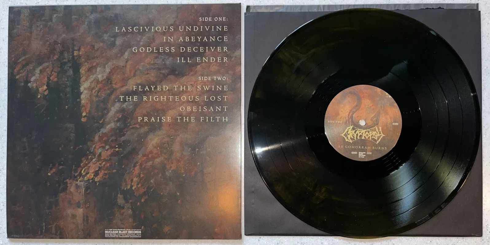 Cryptopsy As Gomorrah Burns Signed Autographed Vinyl Record LP Gold Galaxy NM, image 2