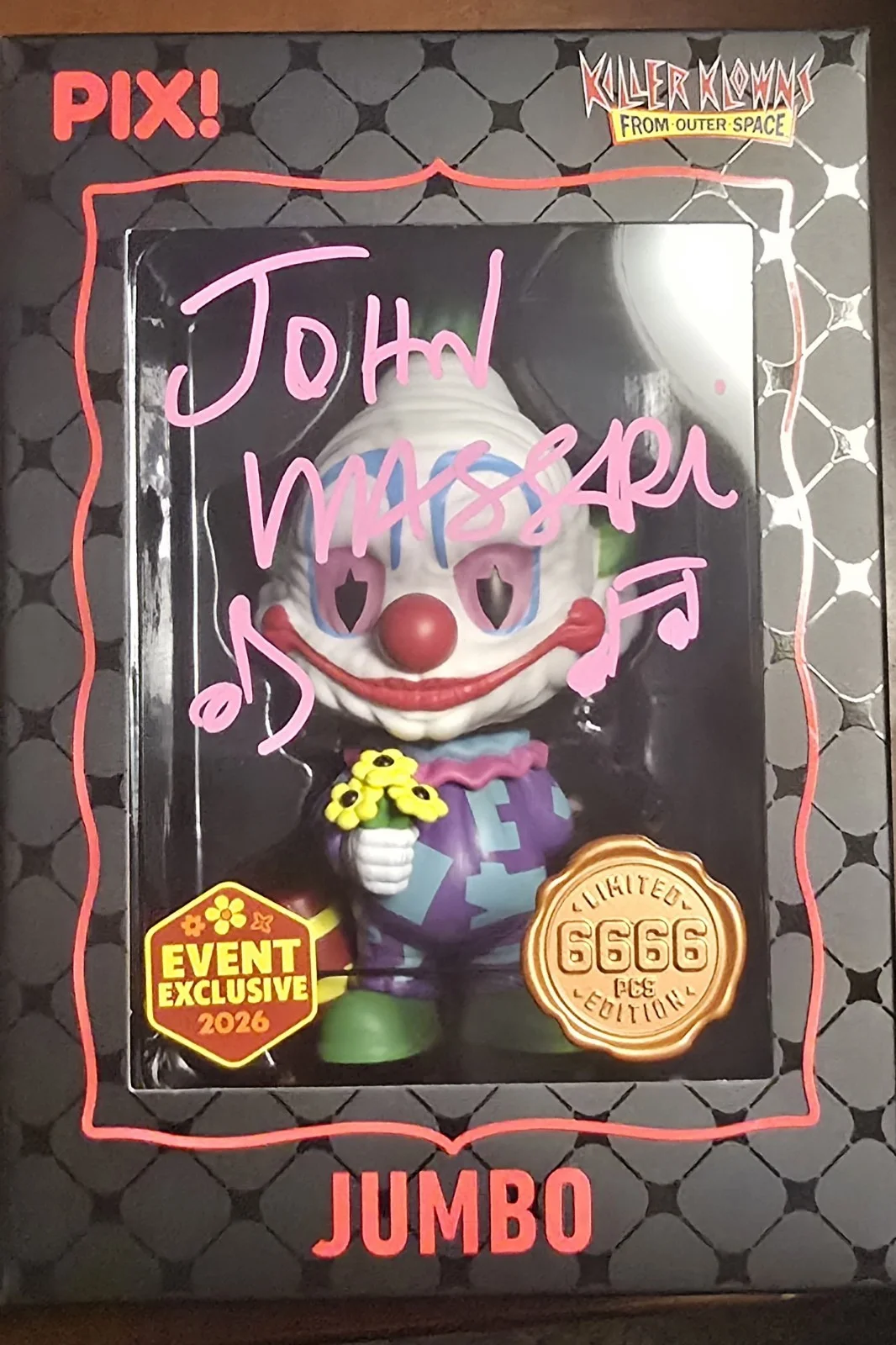 JOHN MASSARI — JOHN MASSARI SIGNED KILLER KLOWNS FROM OUTER SPACE Jumbo Thrilljoy SWAU No Funko, изображение 2