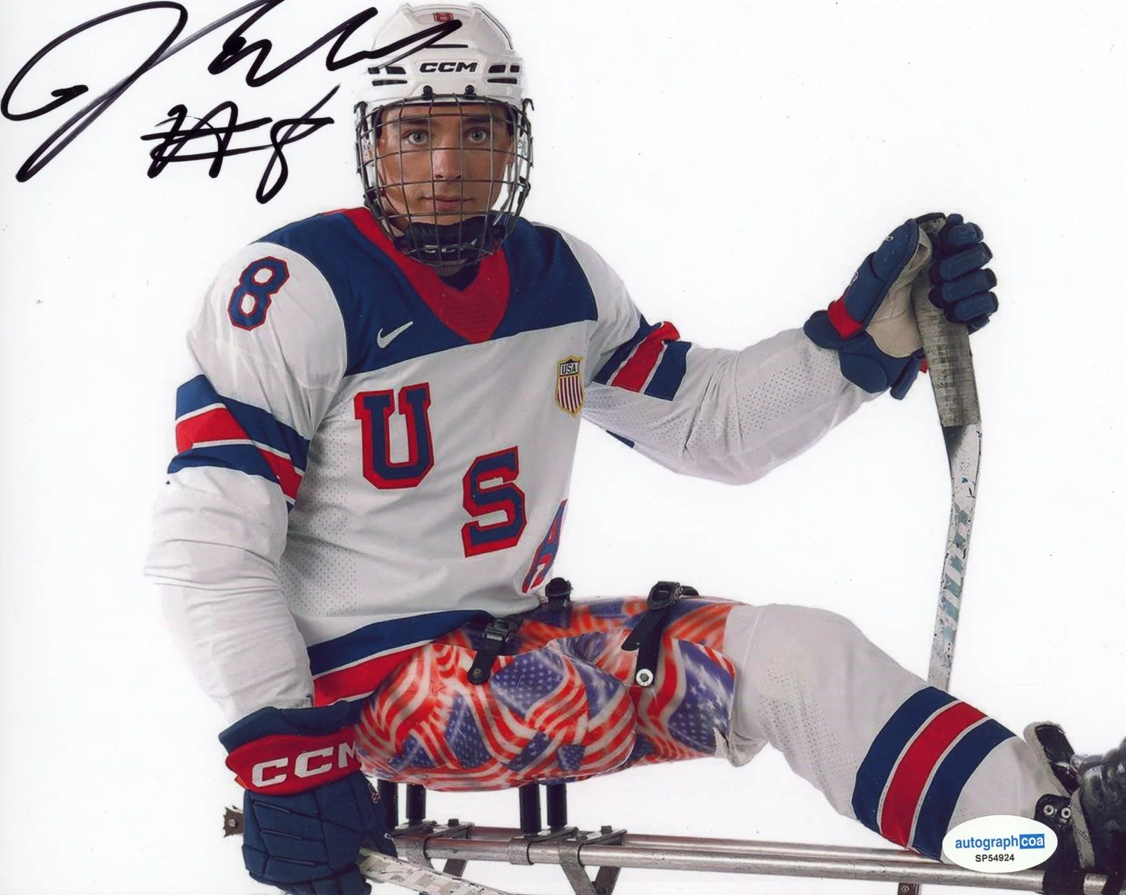 Jack Wallace — Jack Wallace AUTOGRAPH Signed USA Hockey Paralympics Gold 8x10 Photo ACOA, изображение 2