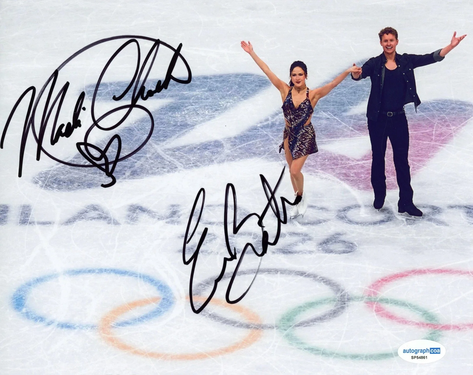 Evan Bates, Madison Chock — Madison Chock & Evan Bates SIGNED Figure Skating USA Olympics 8x10 Photo B ACOA, image 2