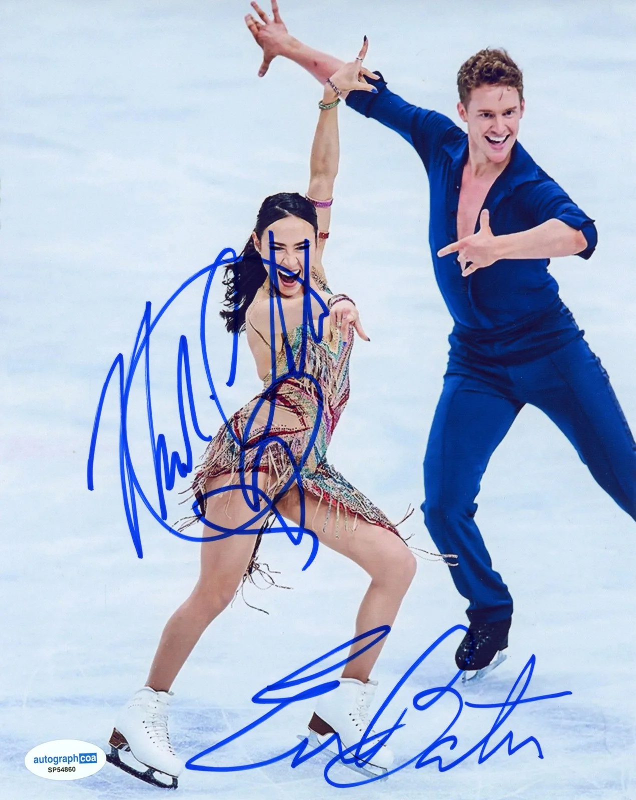 Evan Bates, Madison Chock — Madison Chock & Evan Bates SIGNED Figure Skating USA Olympics 8x10 Photo ACOA, изображение 2