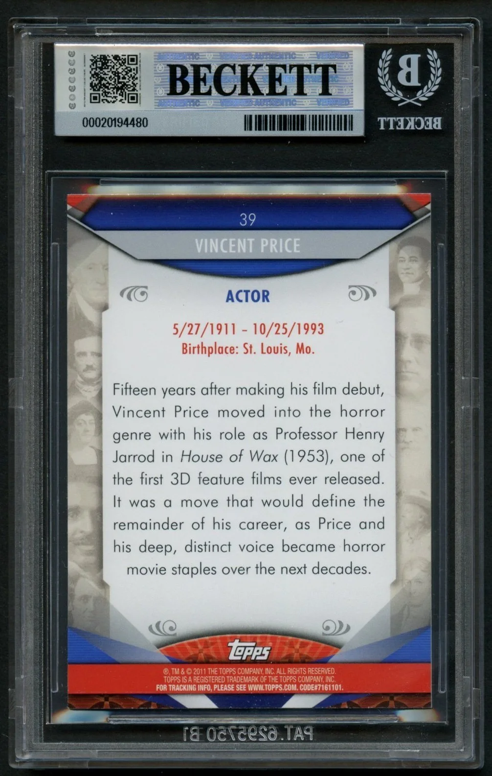Vincent Price signed auto Custom Cut Card Narrator Michael Jackson Thriller BAS, image 2