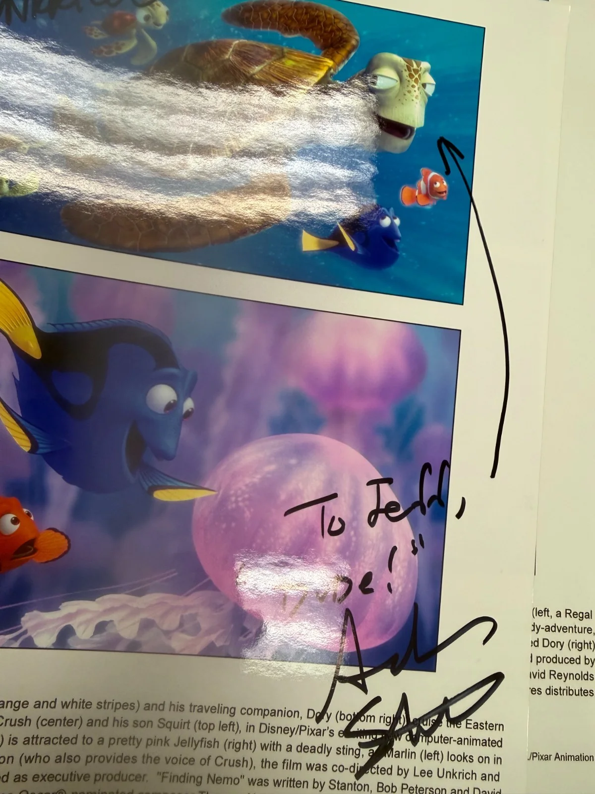 Andrew Stanton / Lee Unkrich — Finding Nemo Signed 8x10 Photo Autographed Disney Andrew Stanton Lee Unkrich, изображение 3