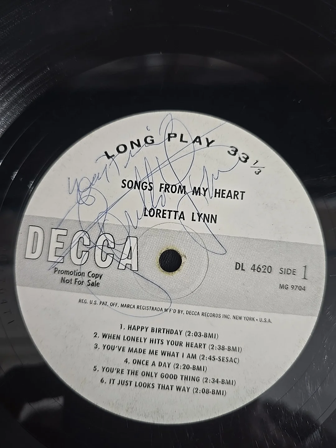 Loretta Lynn Autographed Promotional Long Play 33 ⅓, image 2