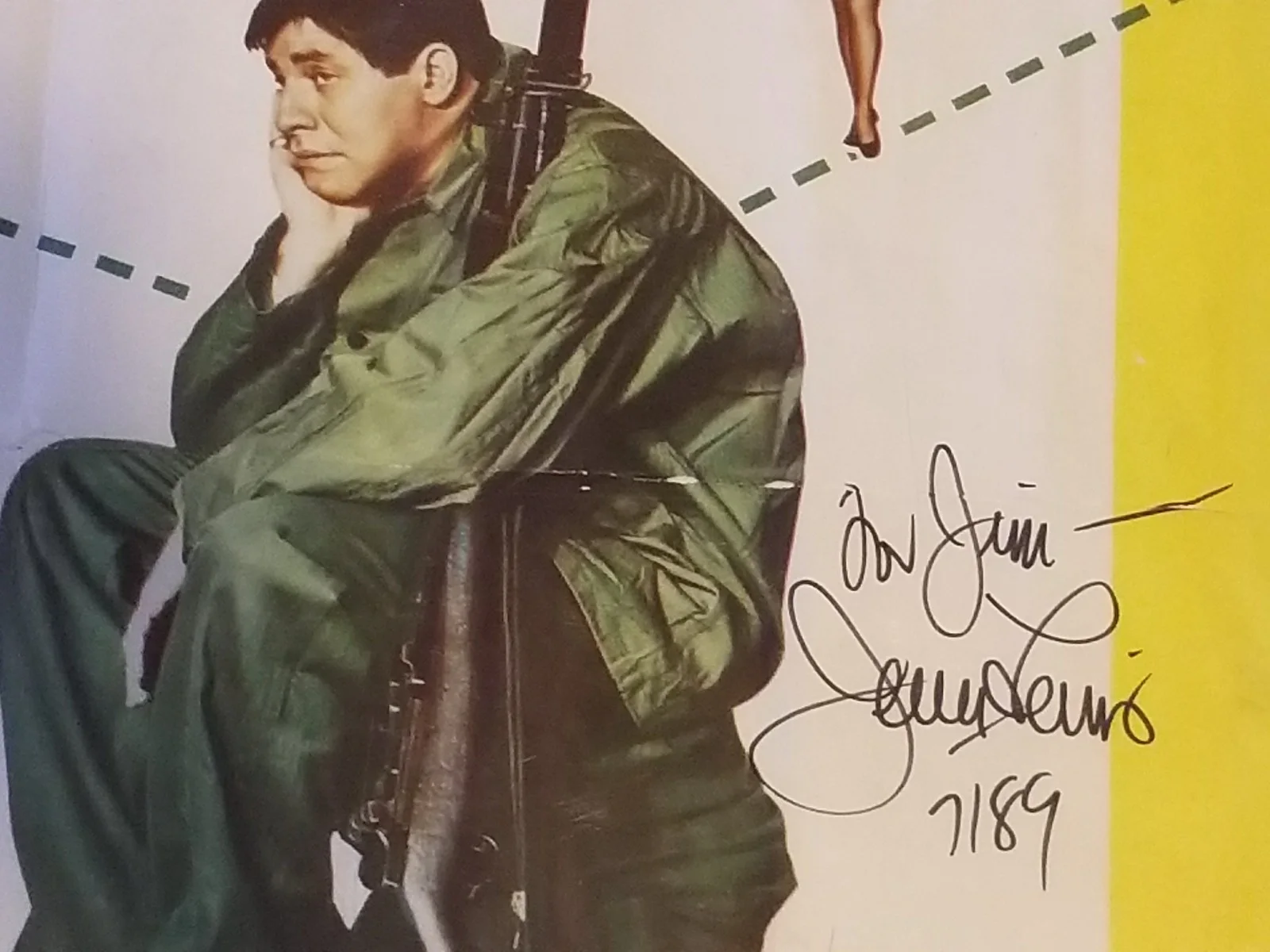 Original 1958 JERRY LEWIS Hand Signed "The Sad Sack" 22x28 "B" Movie Poster, изображение 2