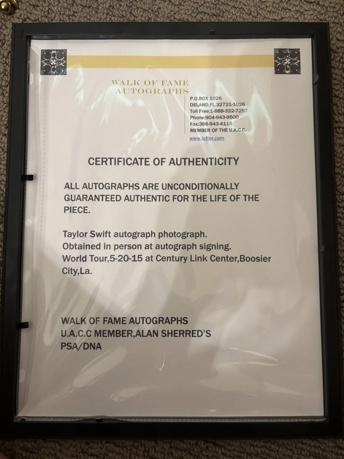 taylor swift autograph framed, image 2