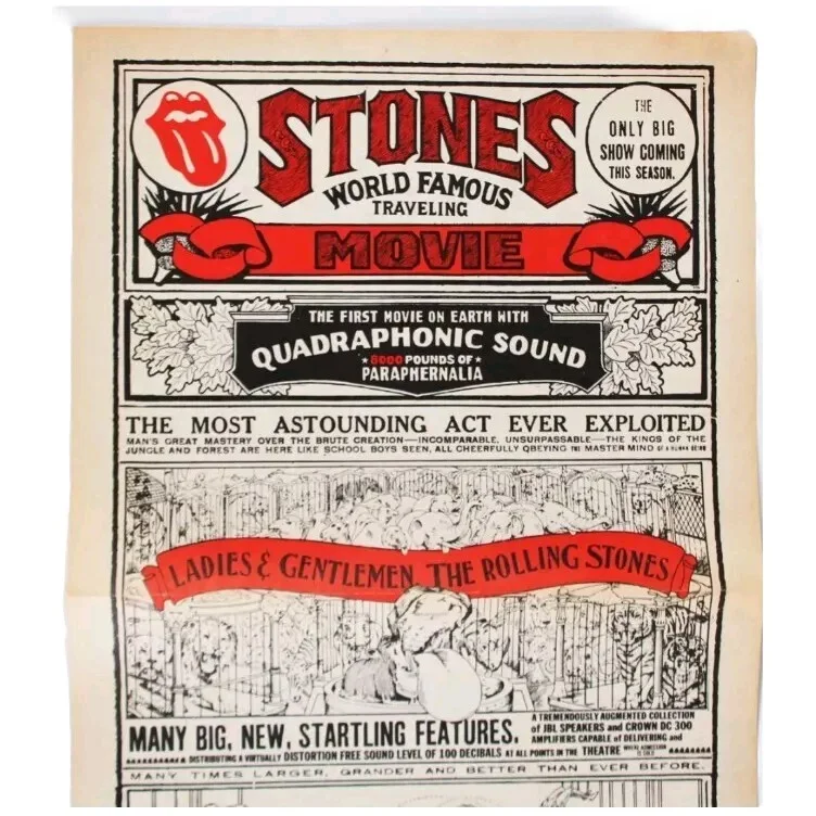 1974 Rolling Stones 34"x11" Movie Poster Ladies and Gentlemen The Rolling Stones, изображение 2