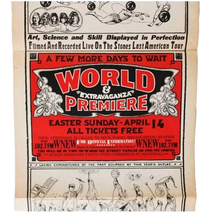 1974 Rolling Stones 34"x11" Movie Poster Ladies and Gentlemen The Rolling Stones, изображение 4
