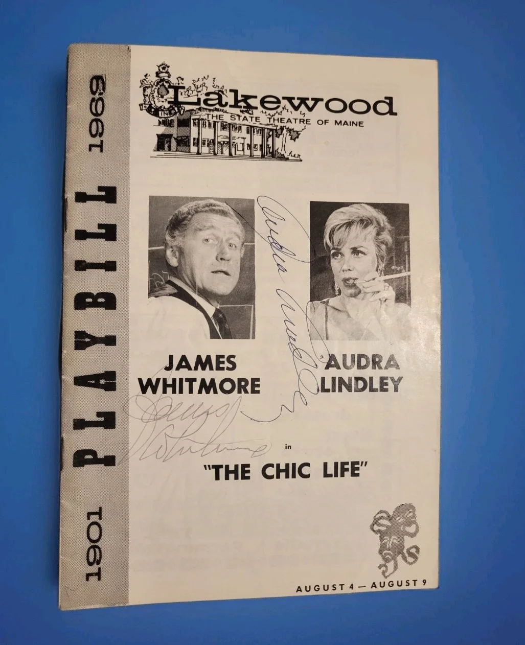 Audra Lindsey & James Whitmore — 1969 Signed Audra Lindley & James Whitmore CHIC LIFE" Theater Playbill Mrs Roper