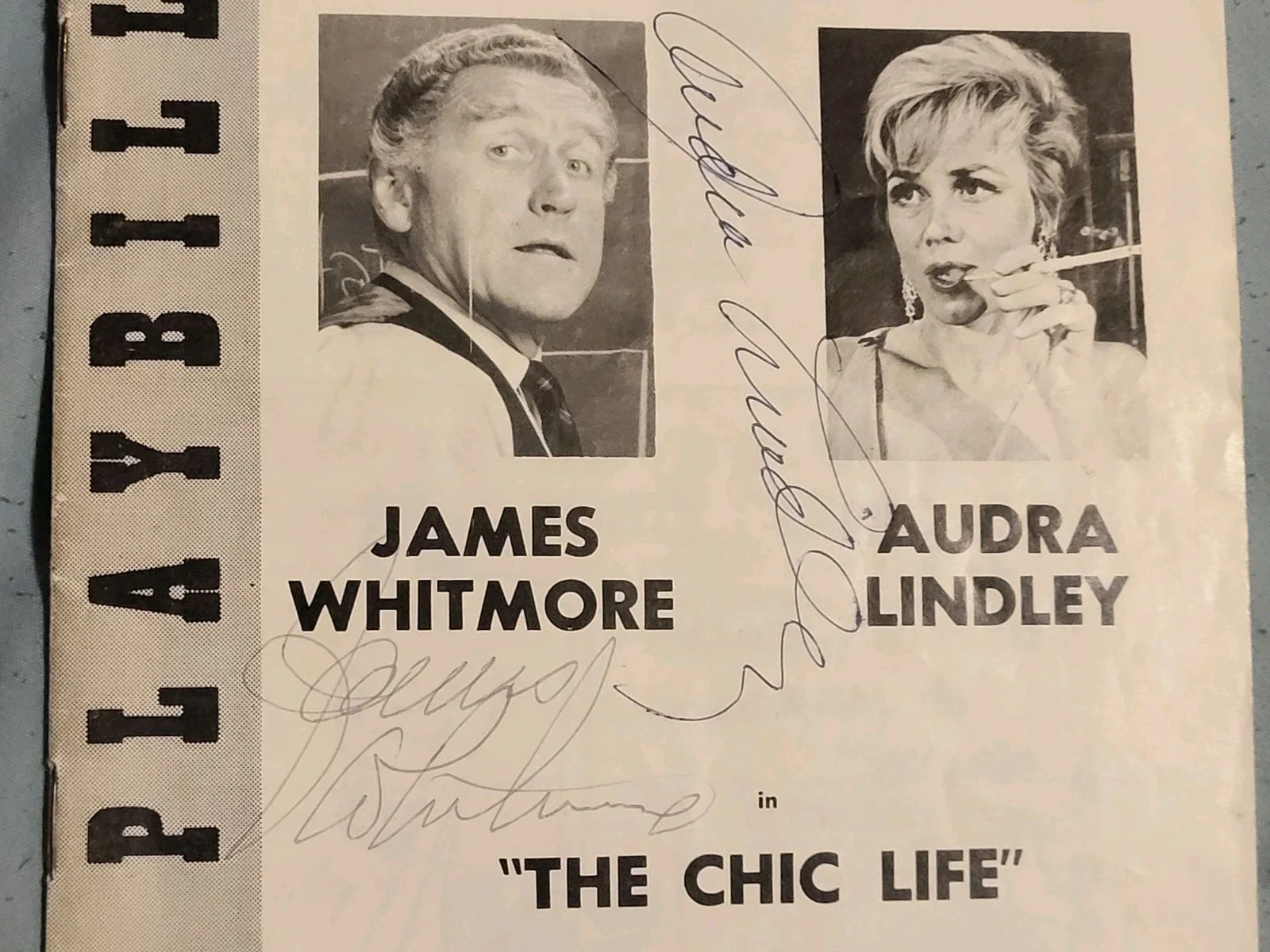 Audra Lindsey, James Whitmore — 1969 Signed Audra Lindley & James Whitmore CHIC LIFE" Theater Playbill Mrs Roper, image 2