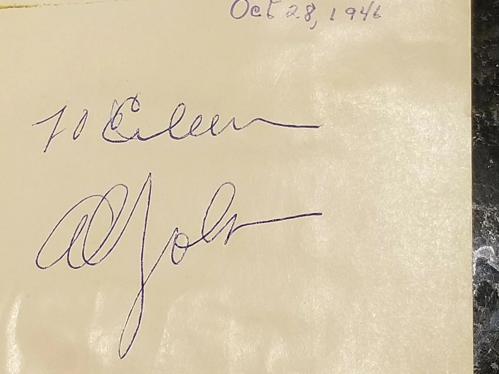 Al Jolson Signed Dated 1946 Cut Autograph Album Page Jazz Singer Legend +bonus, image 3