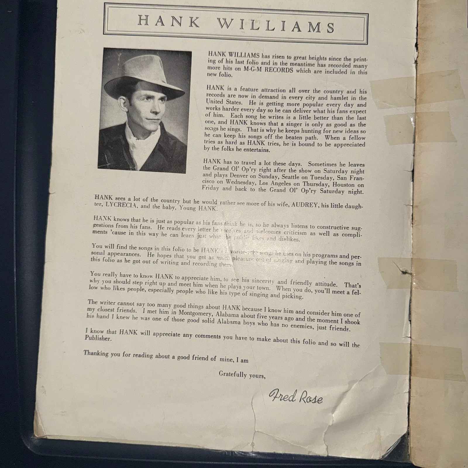 Vintage HANK WILLIAMS’ Country Hit Parade Original Songbook C.1950, image 3