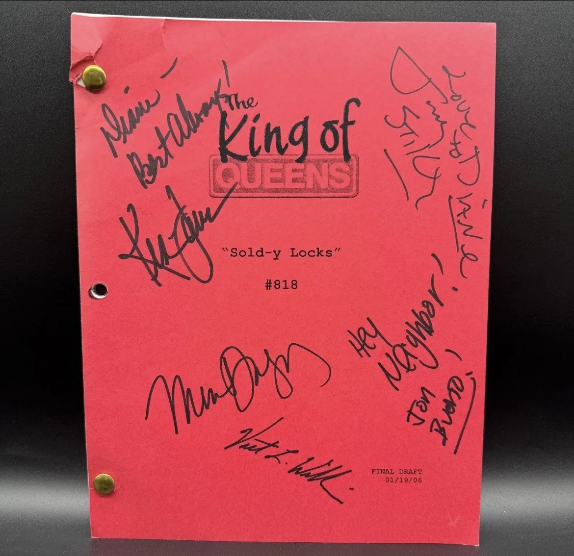cast — CAST-SIGNED "KING OF QUEENS" AUTO SCRIPT EPISODE #818, KEVIN JAMES JERRY STILLER