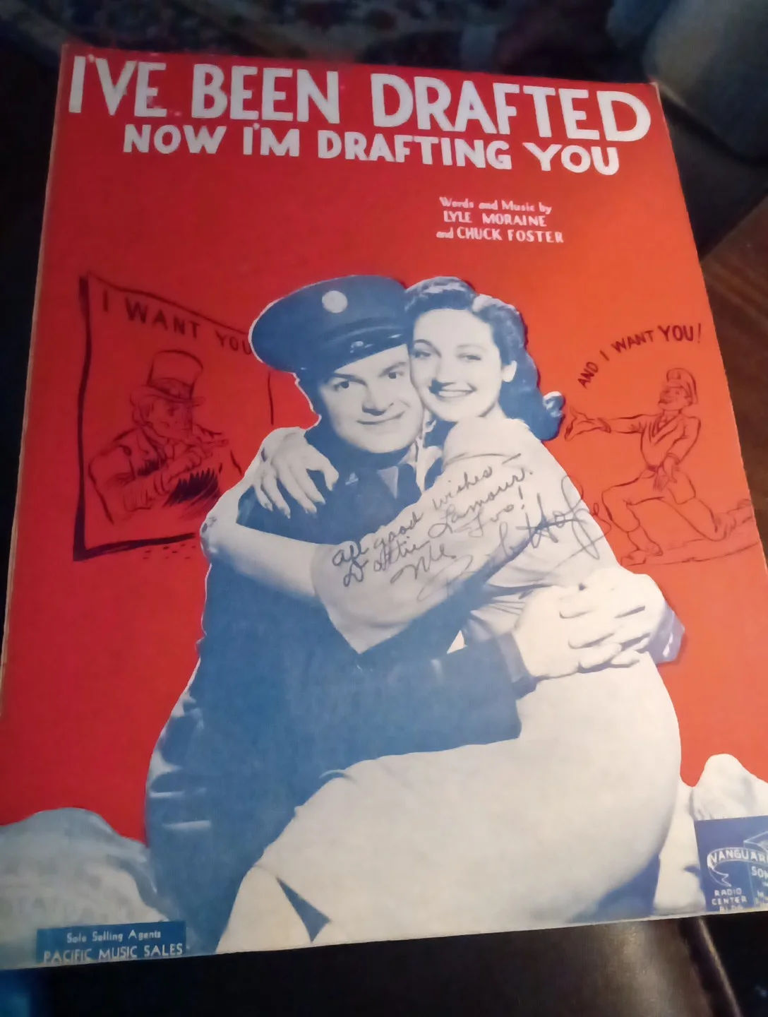 Dorothy Lamour — Dorothy Lamour & Bob Hope Signed Music Sheet 1941 No COA