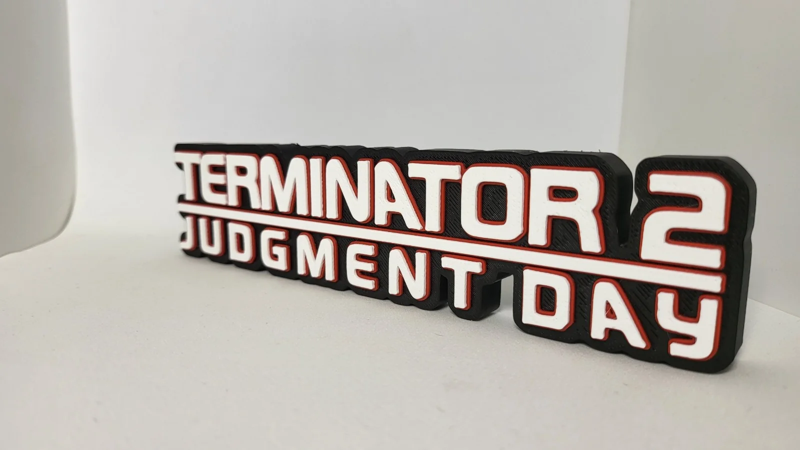 Terminator 2 Judgement Day Logo Free Standing Sign 3D Printed Movie Desk Decor, изображение 3