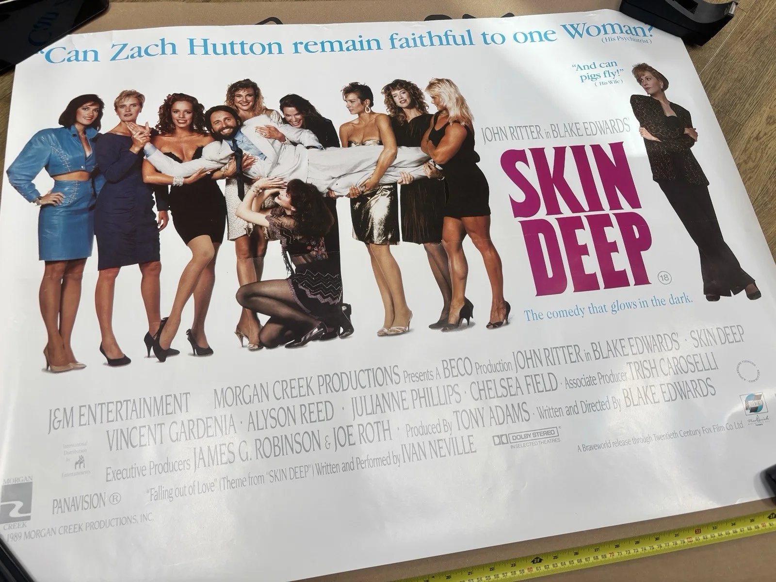 SKIN DEEP (1989) Original Cinema Quad Movie Poster - John Ritter, Alyson Reed, изображение 2
