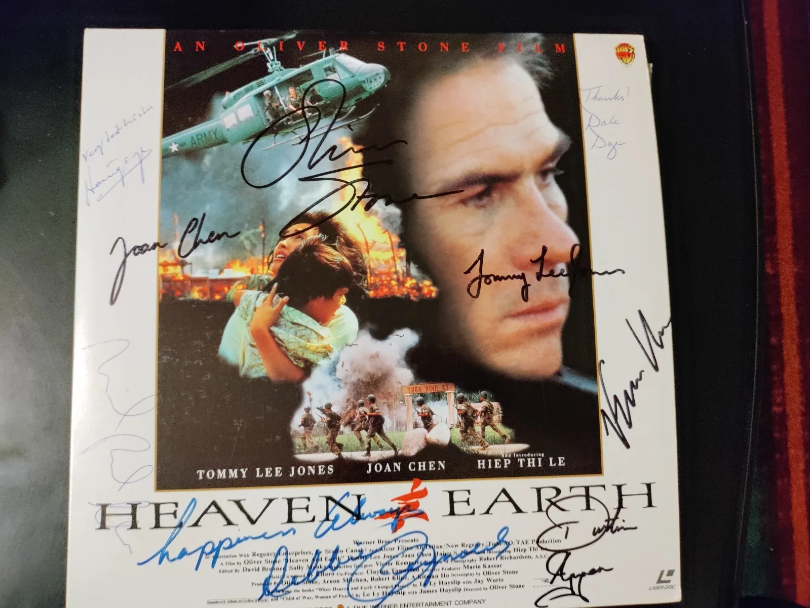 Oliver Stone, Tommy Lee Jones — Heaven and Earth 1993 2-Laserdisc Set SIGNED Oliver Stone Tommy Lee Jones MORE