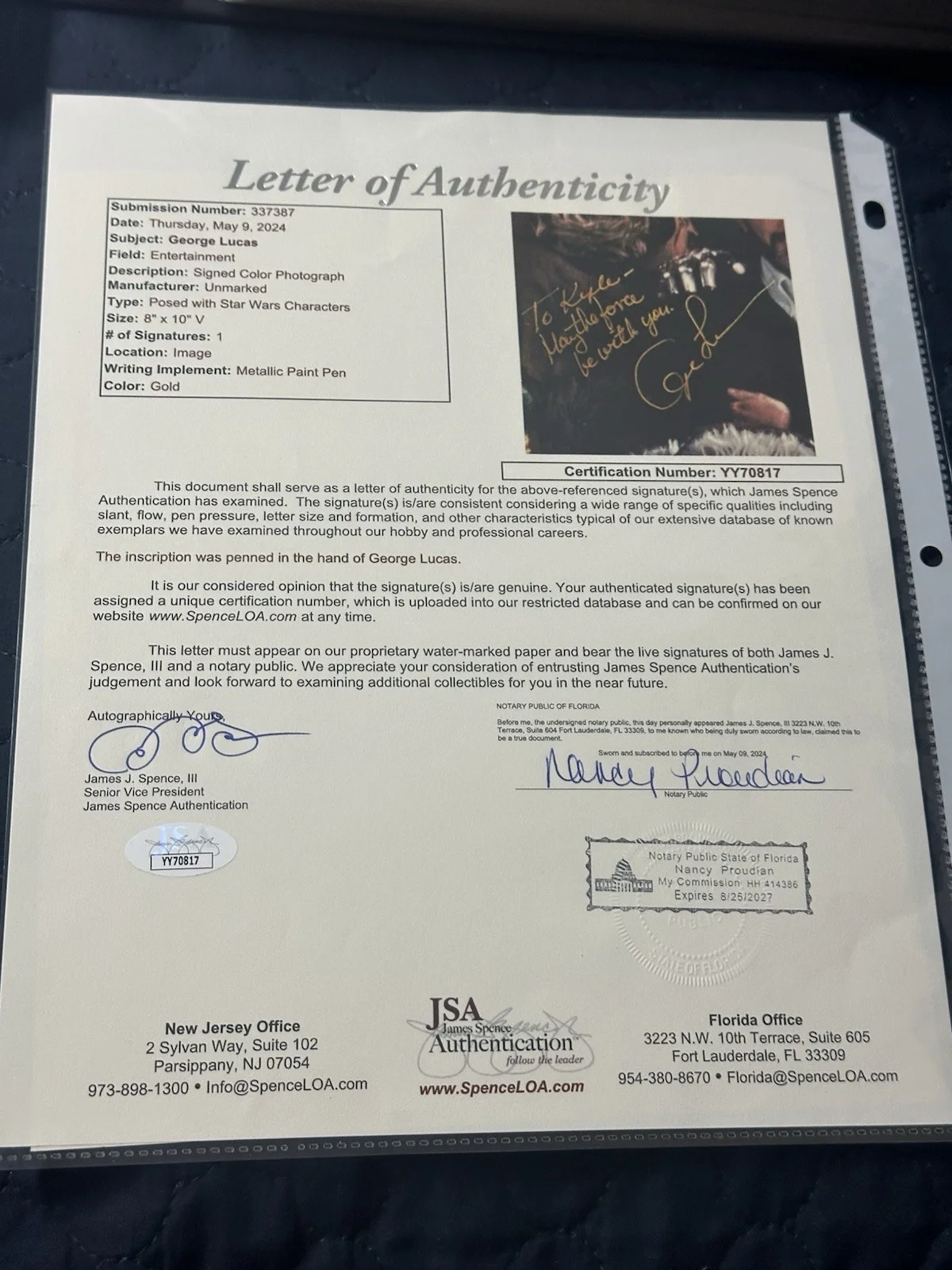 George Lucas Star Wars Signed Autographed Photo JSA Authenticated JSA LOA, image 2