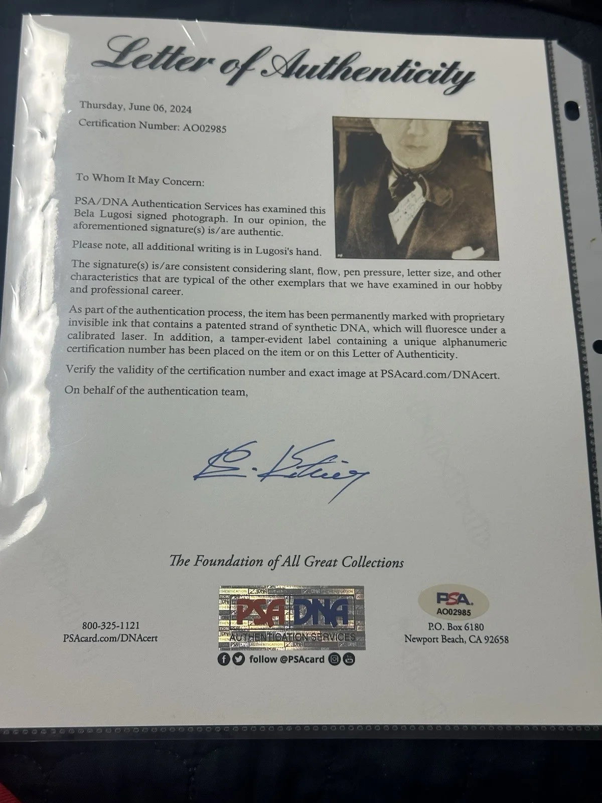 Bela Lugosi — Bela Lugosi Dracula Authentic Signed Black & White 8x10 Photo JSA LOA Rare Image, image 3