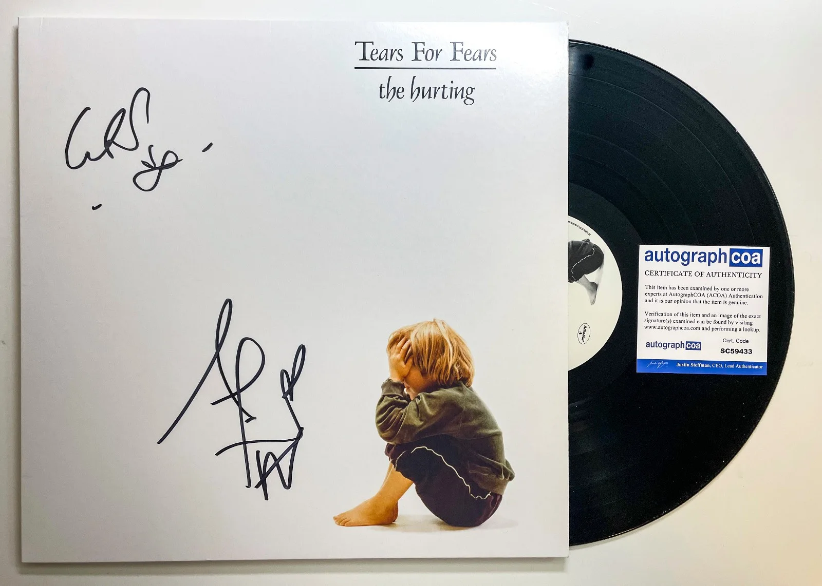 Roland Orzabal Curt Smith Signed Tears for Fears THE HURTING Vinyl Album ACOA, изображение 2