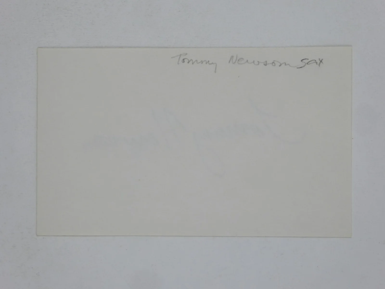 Tommy Newsom Hand Signed Autographed 3x5 Index Card Saxophone Tonight Show, image 2