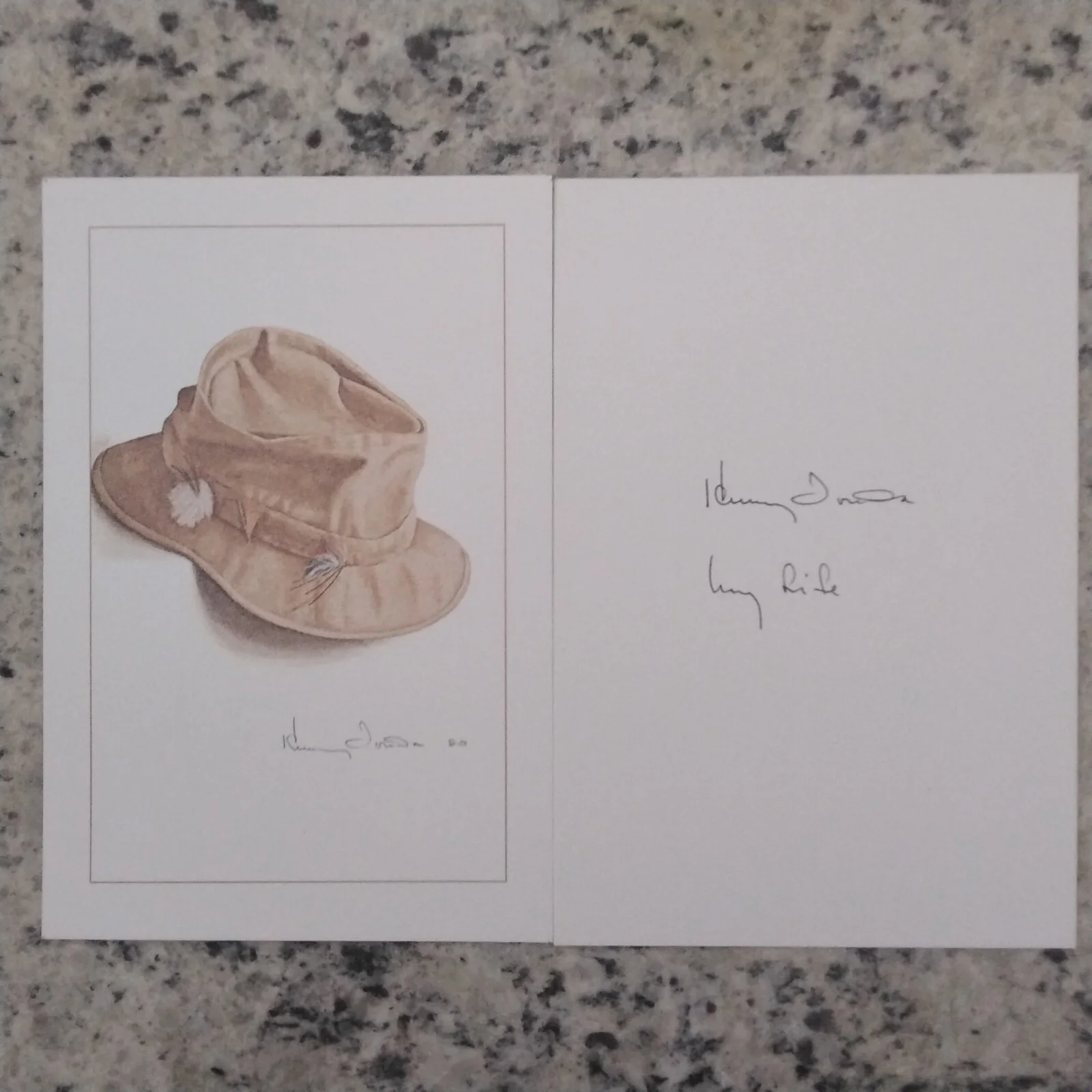 Henry Fonda SIGNED 1980 "Lucky Hat" Drawing Movie Actor On Golden Pond Hepburn, изображение 2