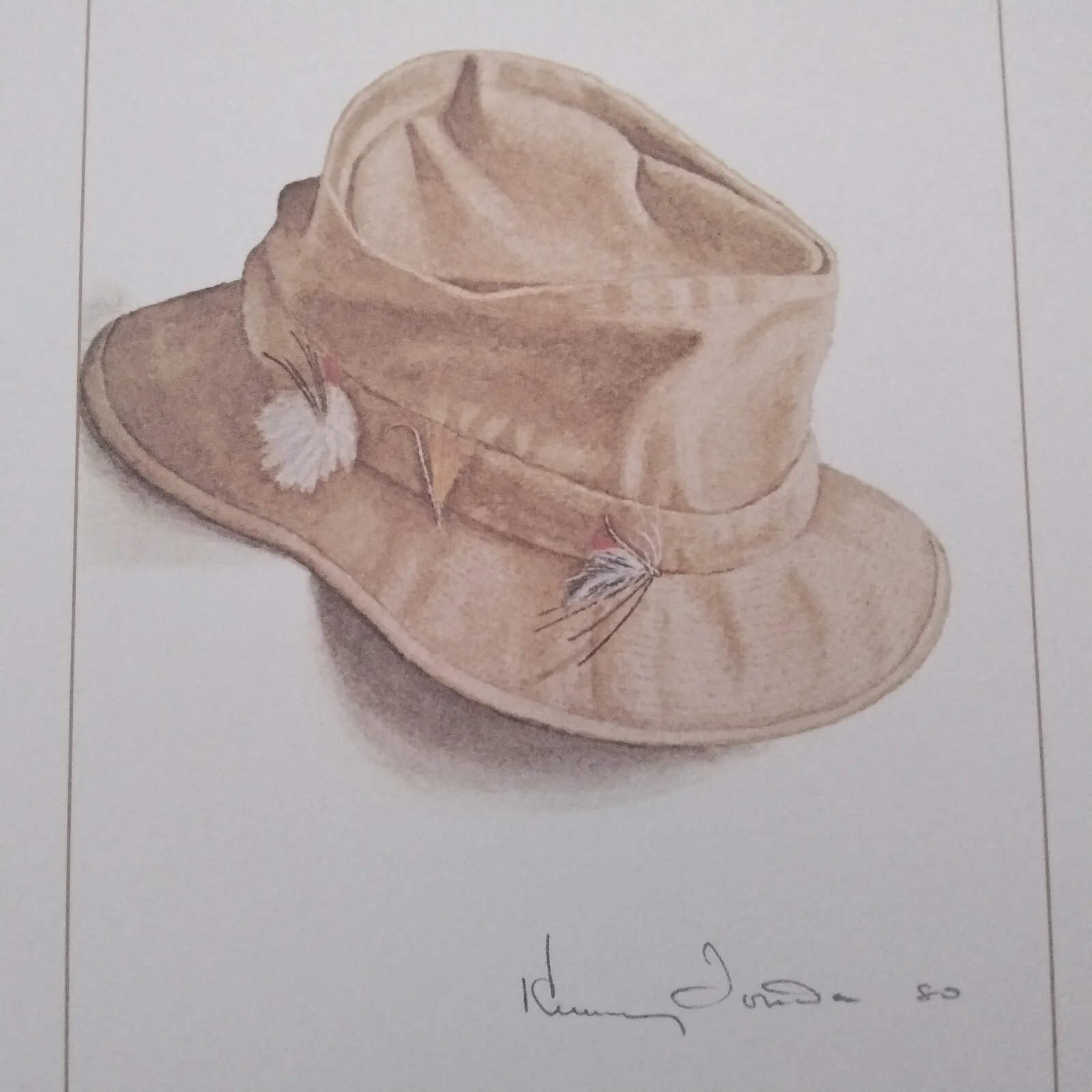 Henry Fonda SIGNED 1980 "Lucky Hat" Drawing Movie Actor On Golden Pond Hepburn, изображение 3