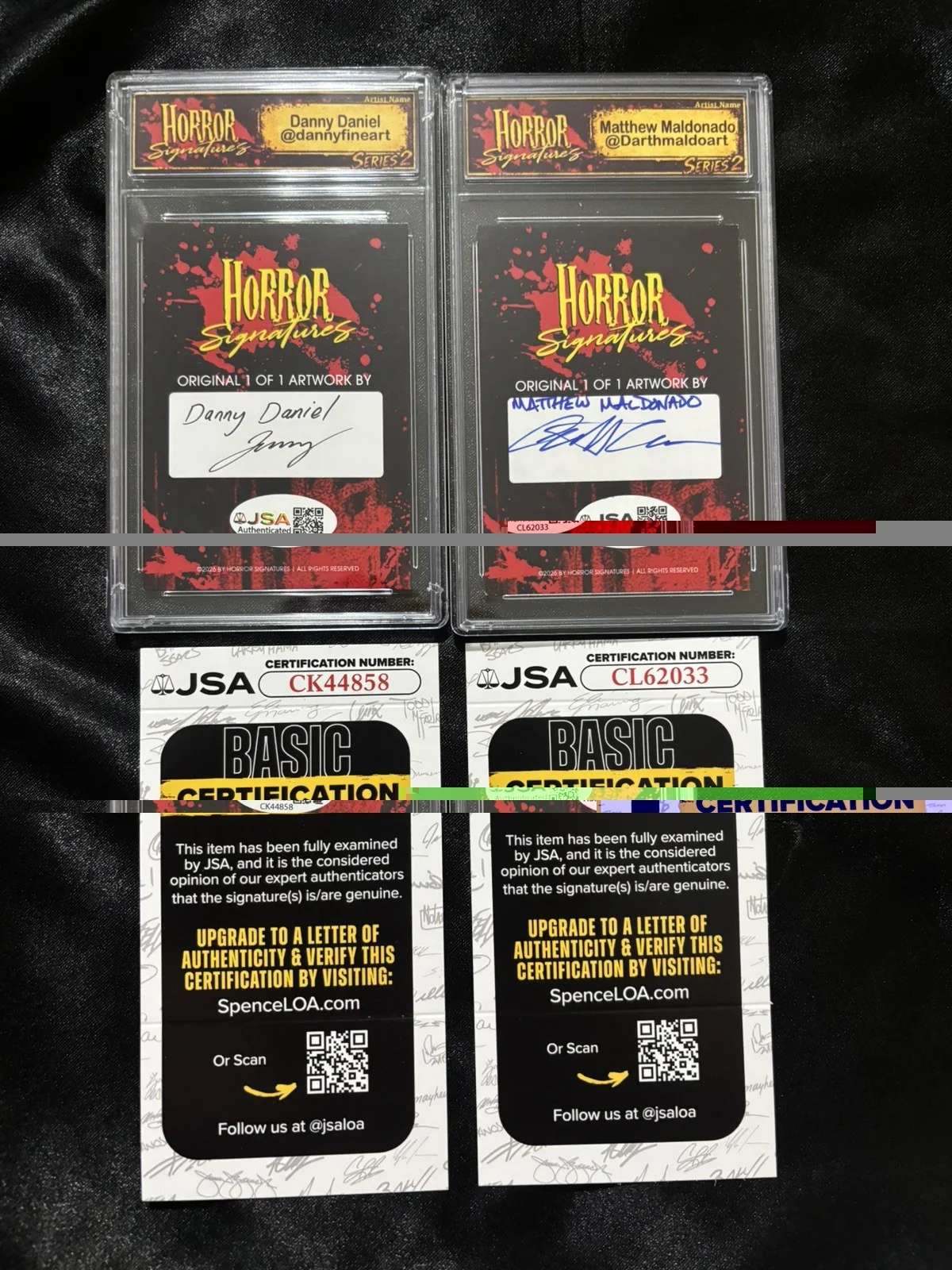 Horror Signatures Anna Camp & Ethan Embry Signed 1 of 1 Sketch 2 Card set JSA, image 2