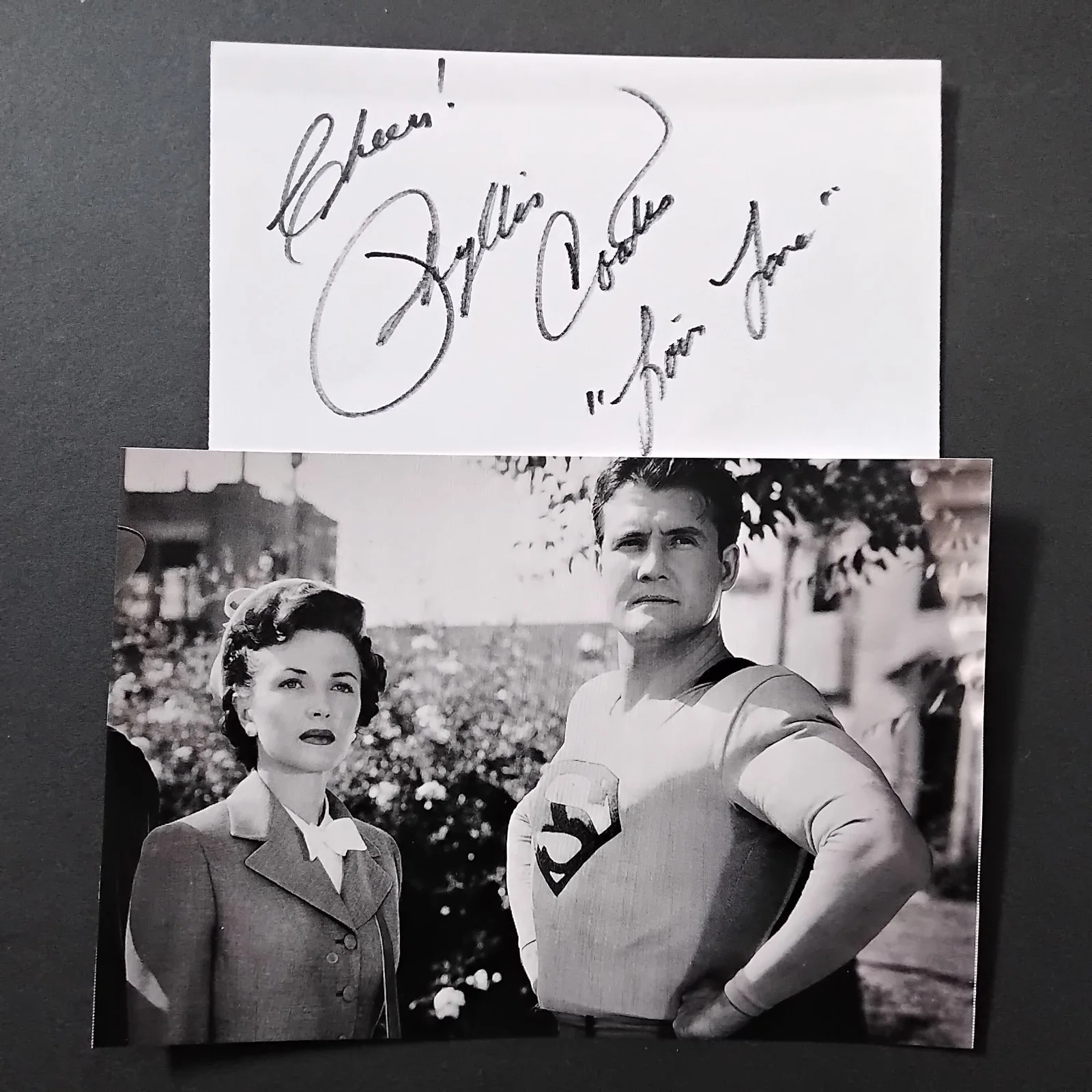 Phyllis Coates SIGNED Card Photo Movie TV Actress Superman Mole Men Panther Girl, изображение 2