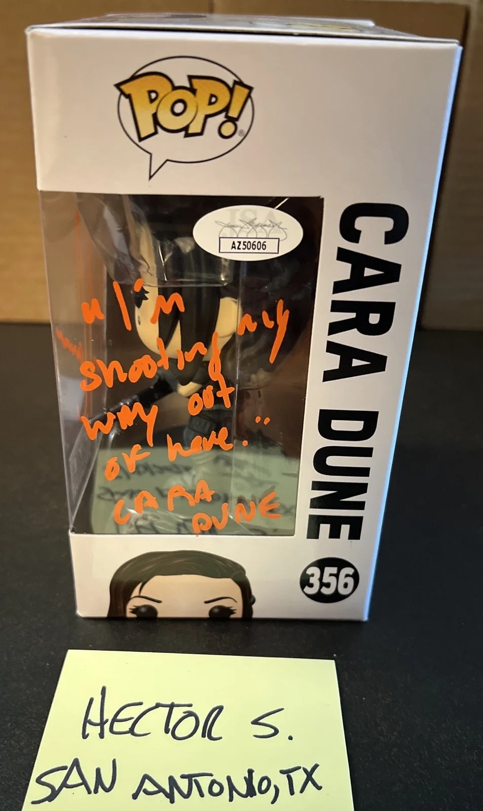 GINA CARANO — Gina Carano Signed Cara Dune Funko Pop #356 FYE JSA Quote Auto AZ50606, изображение 3