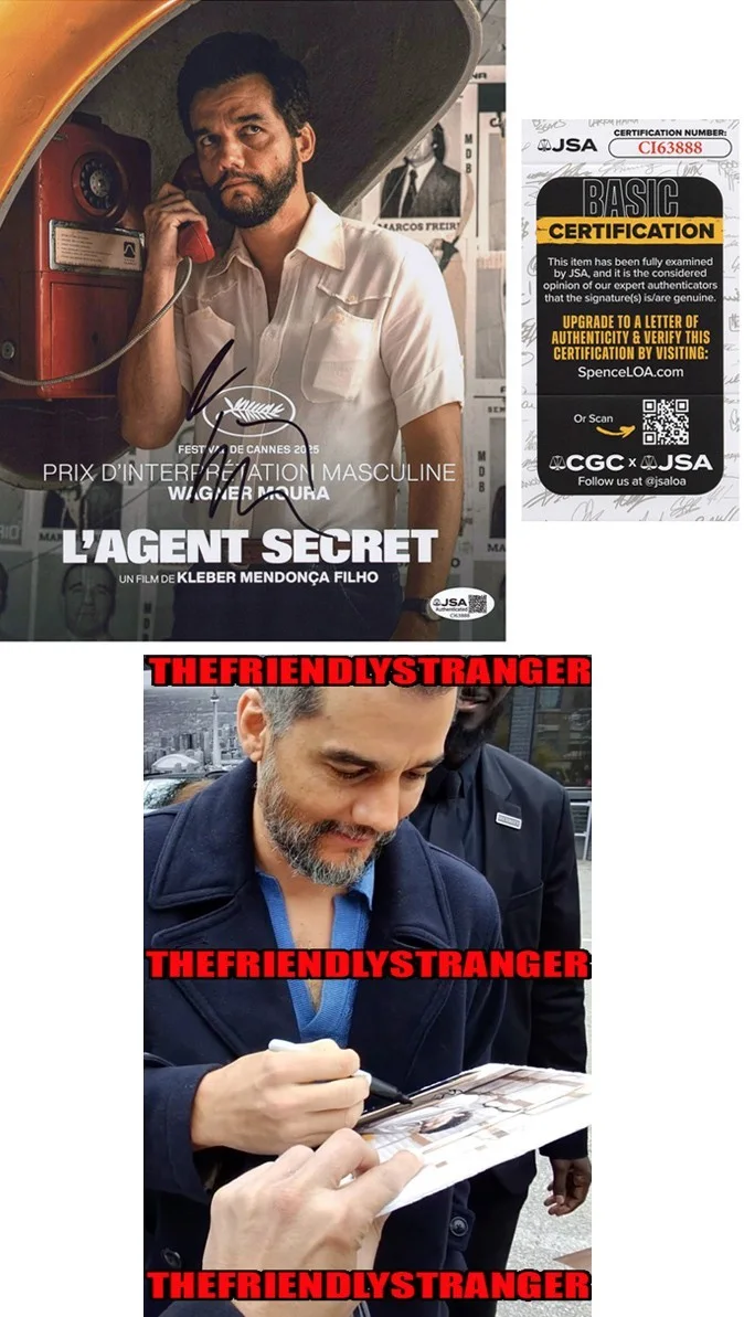 WAGNER MOURA — Wagner Moura signed "THE SECRET AGENT" 8x10 Photo PROOF a OSCAR Marcelo JSA COA