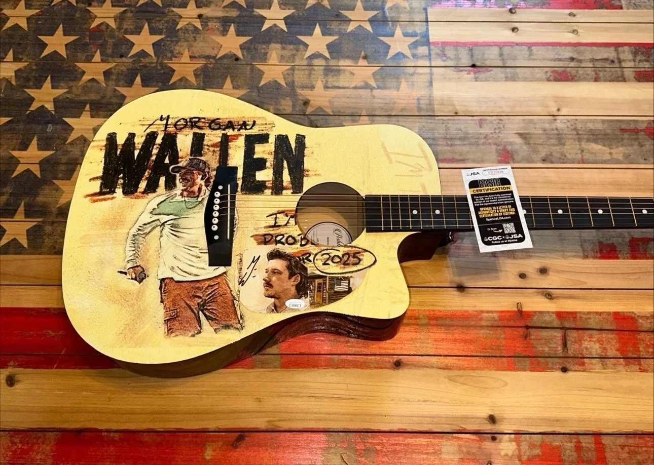 🎶 RARE Morgan Wallen CUSTOM SIGNED Guitar I’M THE PROBLEM TOUR WALLEN JSA CERT, image 2